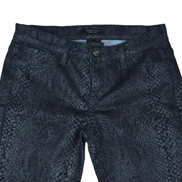 KanCan Skinny Jeans Snake Skin Animal Print Black Dark Silver Metallic Size 7 28 - Picture 1 of 11
